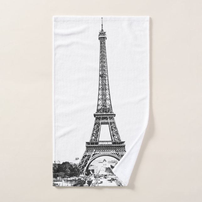 Torre Eiffel en blanco y negro (Toalla de mano)