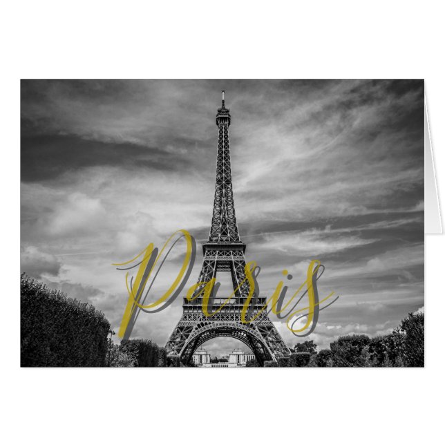 Torre Eiffel en blanco y negro París Francia (Anverso (Horizontal))