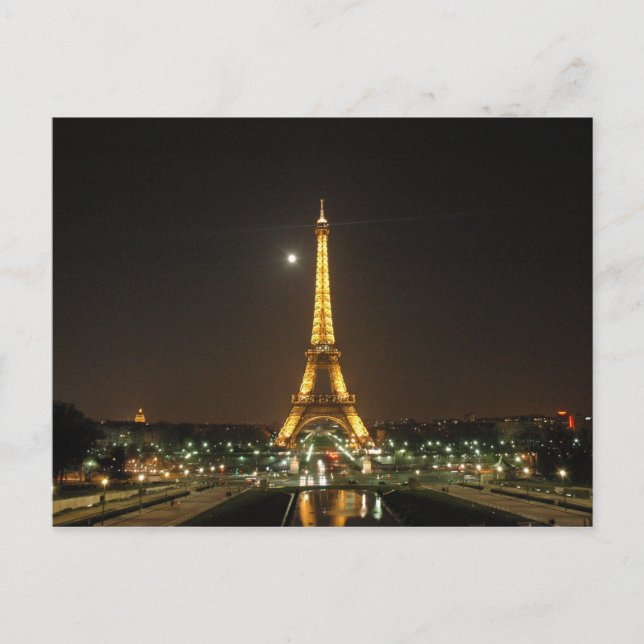 Torre Eiffel en la postal nocturna (Anverso)