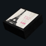 Torre Eiffel Faux Madera Grano Keepsake Caja de jo<br><div class="desc">Boda Negro Lacquer Keepsake Personalizado Diseñador Caja de joyas personalizada o caja de memoria Elegante Boda único Navidades de aniversario regalos o regalos de Día de San Valentín</div>