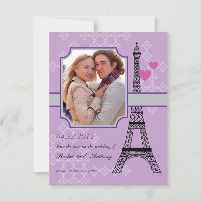 Torre Eiffel Guardar La Invitación De La Tarjeta D (Anverso)