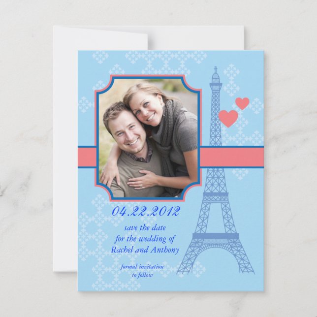Torre Eiffel Guardar La Invitación De La Tarjeta D (Anverso)