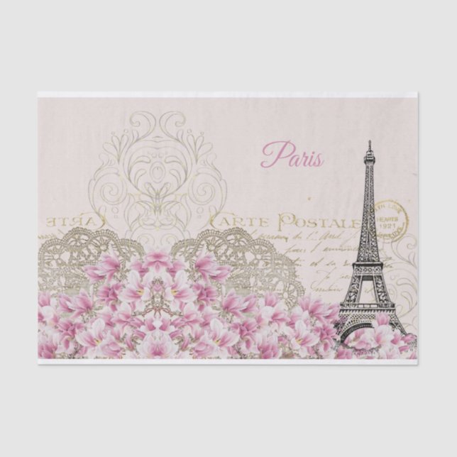 Torre Eiffel, Papel Tejido de la Magnolia Rosa de  (Anverso)