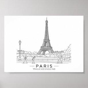 Torre Eiffel París Arte de Línea Arquitectónica