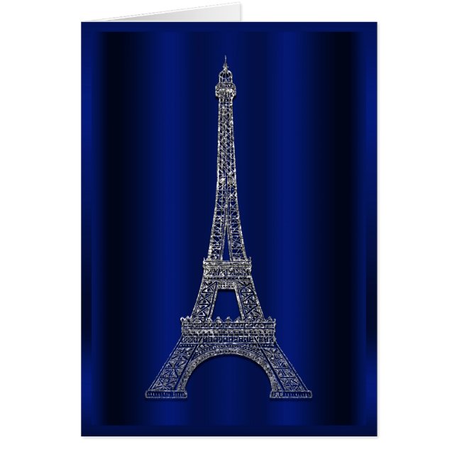 Torre Eiffel París Azul Real y Plata Gracias (Frente)