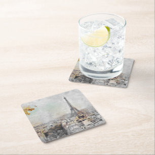 Torre Eiffel Paris Cuadrado Posavasos de Papel