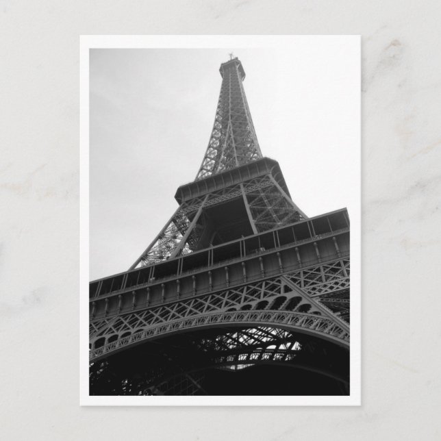 Torre Eiffel Paris Francia b/w Postal (Anverso)