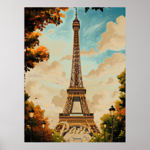 Torre Eiffel París Viajes Estilo Vintage Arte Retr