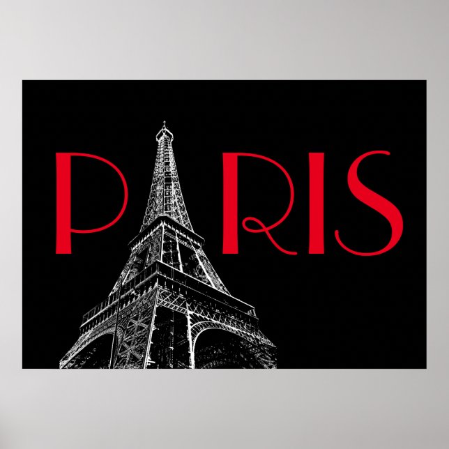 Torre Eiffel París Viajes Negro Blanco Rojo Arte P (Frente)
