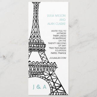 Torre Eiffel parisiense azul de la invitación de