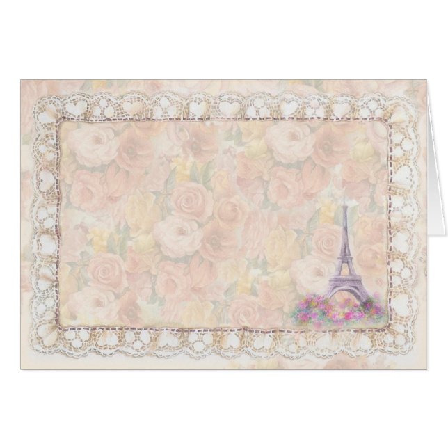 Torre Eiffel pintada romántica de los rosas (Anverso (Horizontal))