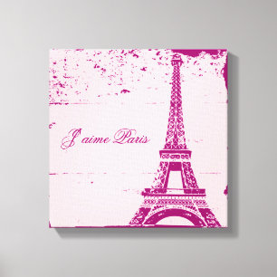 Torre Eiffel Rosa Arte de tela envuelta