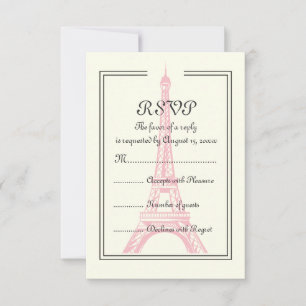 Torre Eiffel rosa boda de París con tarjeta RSVP d