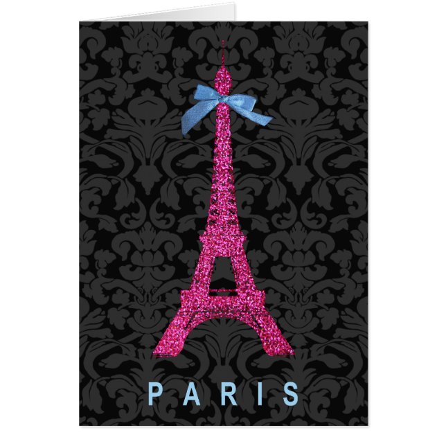 Torre Eiffel Rosa en falso purpurina (Frente)