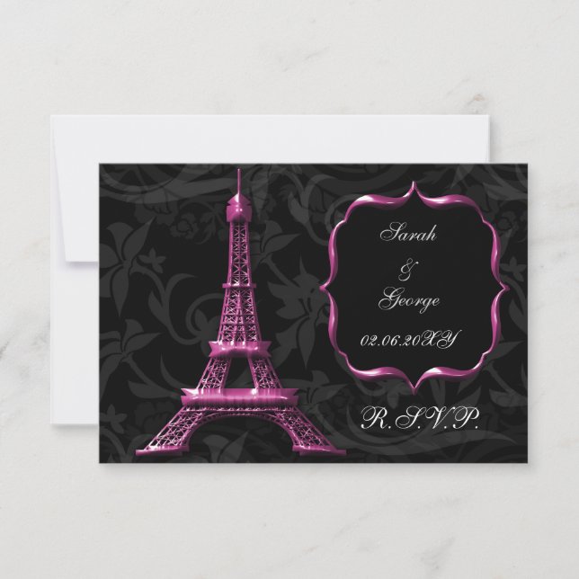 torre Eiffel rosa french rsvp estándar 3.5 x 5 (Anverso)