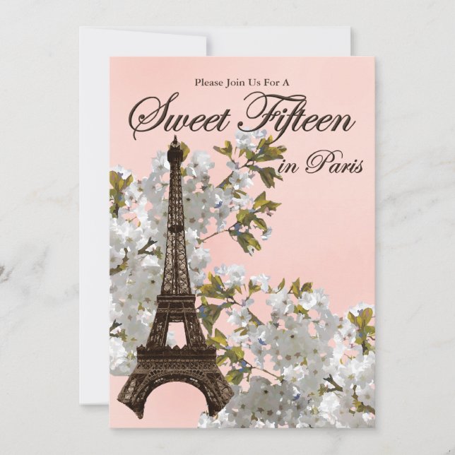 Torre Eiffel Sweet 15 Quince Invitaciones (Anverso)