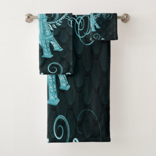 Torre Eiffel Verde azulado Swirls Floral Swirls To