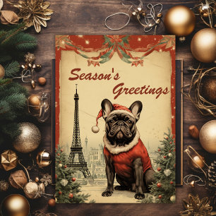 Torre Eiffel vintage de Navidad Bulldog Francés