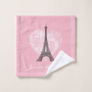 Torre Eiffel y inscripciones París en corazón
