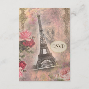 Torre Eiffel y rosas elegantes lamentables RSVP
