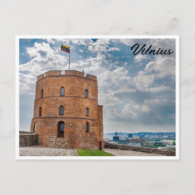 Torre Gediminas en Vilnius, Lituania postal (Anverso)