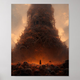 Torre Hecho De Huesos Oscuros Fantasía Arte