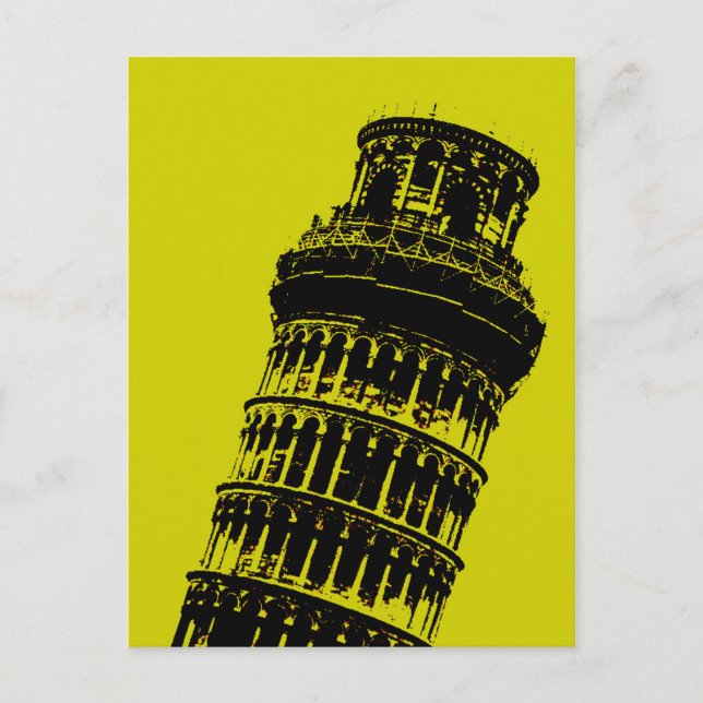 Torre inclinada de la postal de arte pop de Pisa (Anverso)