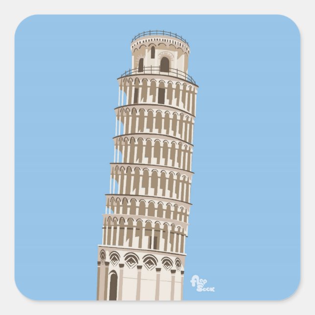 Torre inclinada de Pegatinas de Pisa (Anverso)
