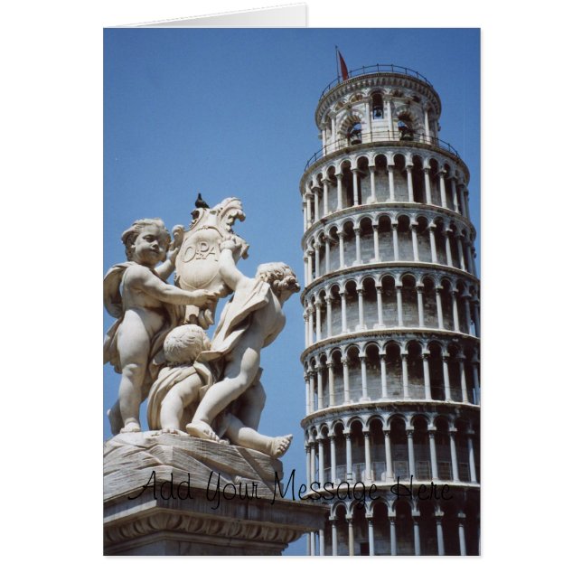 Torre inclinada de Pisa con estatua de Cherub (Frente)