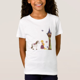 Torre linda del rapunzel y la camiseta del chica