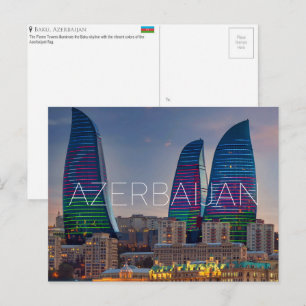 Torres de la Llama, Bakú, Azerbaiyán Tarjeta Posta