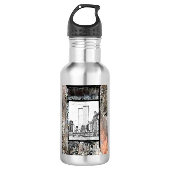 Torres gemelas Botella De Agua Aislada (Anverso)