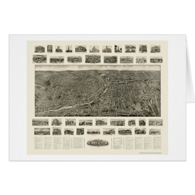 Torrington, mapa panorámico del CT - 1909 (Anverso (Horizontal))