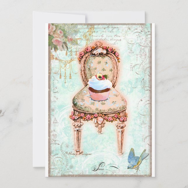 Torta de café invitación victoriana francesa (Anverso)