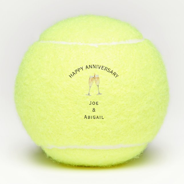 Torta de champán Bolas de tenis Aniversario feliz (Anverso)