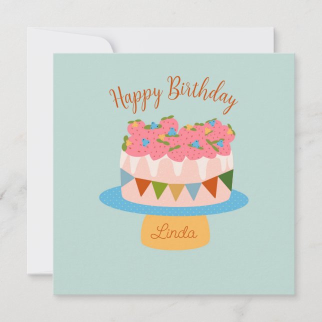 Torta de cumpleaños de fresa personalizada (Anverso)