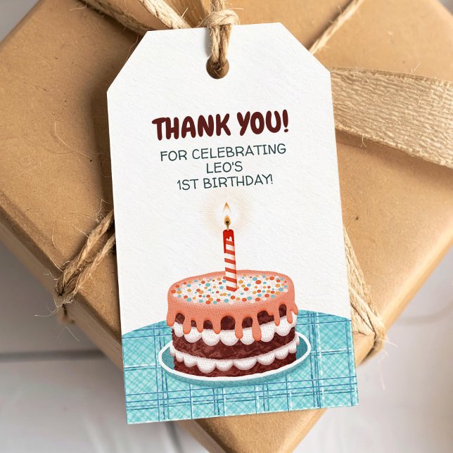 Torta de cumpleaños Gracias etiqueta de regalo (Subido por el creador)