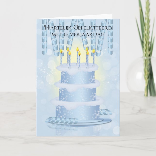 Torta de cumpleaños holandesa y velas de tarjeta (Anverso)