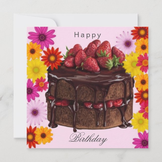 Torta de cumpleaños y flores (Anverso)
