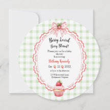 Torta de fresa redonda de Baby Shower Invitación