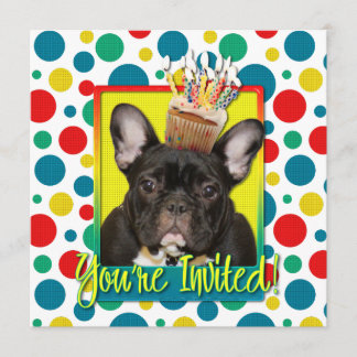 Torta de invitación - Bulldog francés - Verde azul