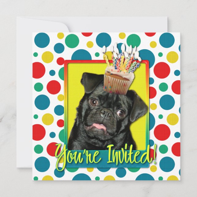 Torta de invitación - Pug - Ruffy (Anverso)