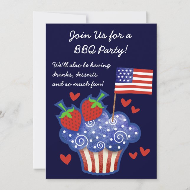 Torta del Orgullo Americano 4 de Julio Invitación  (Anverso)