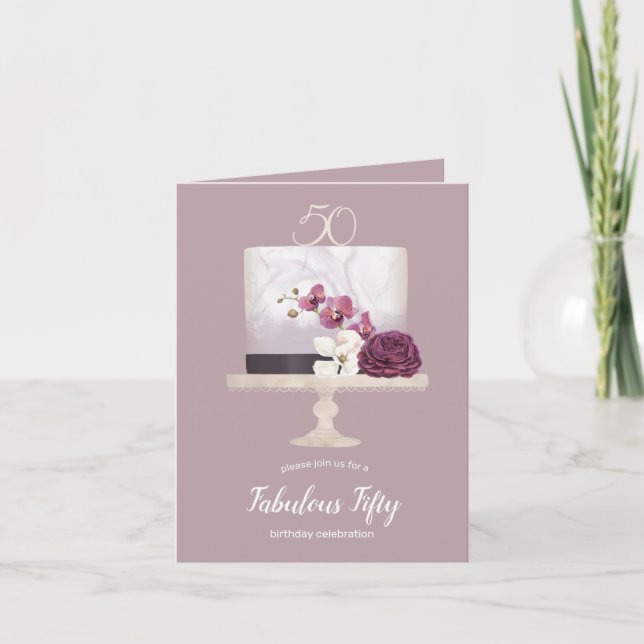 torta elegante fabulosa tarjeta plegada de cincuen (Anverso)