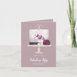 torta elegante fabulosa tarjeta plegada de cincuen