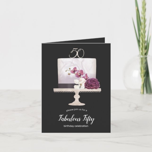 torta elegante fabulosa tarjeta plegada de cincuen (Anverso)