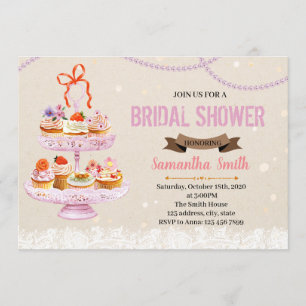 Torta en el stand de la ducha de novia invitación