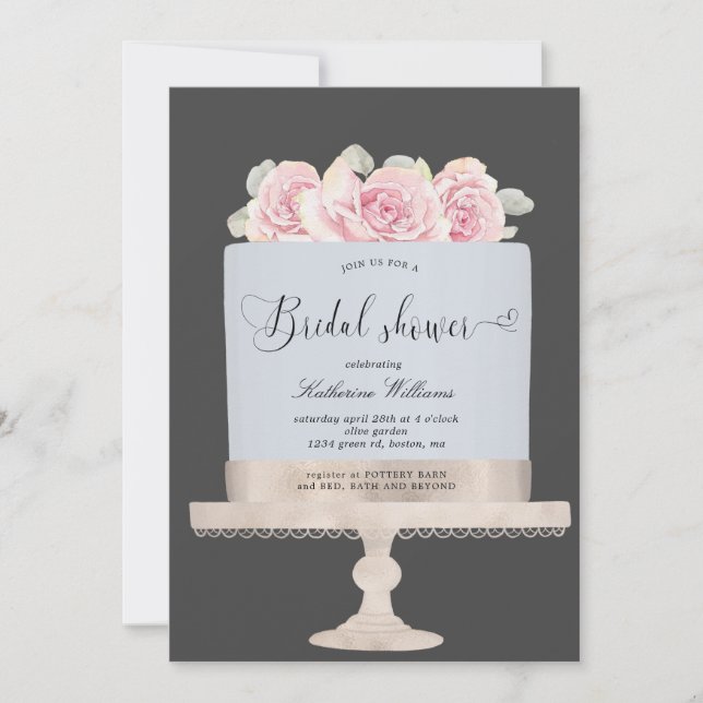 torta floral invitación a la ducha de novia (Anverso)