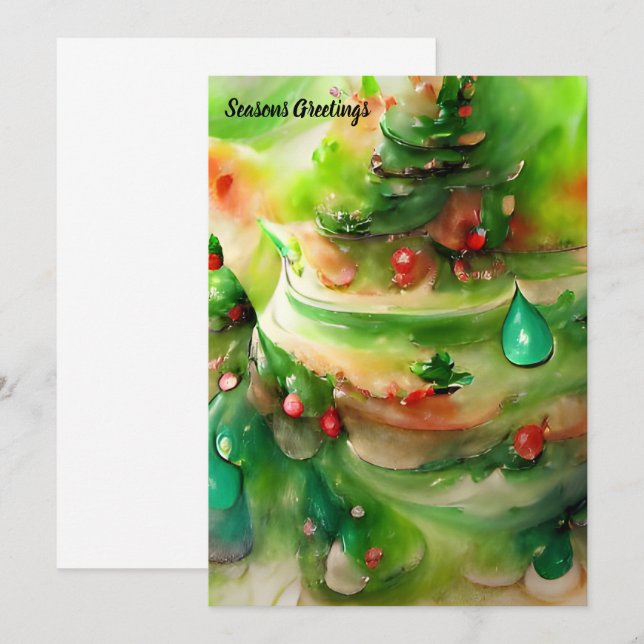 Torta Navideña Festiva Arte IA Verde Rojo Blanco (Anverso / Reverso)
