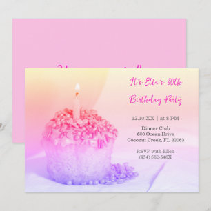 Torta rosa colorida invitación de cumpleaños númer